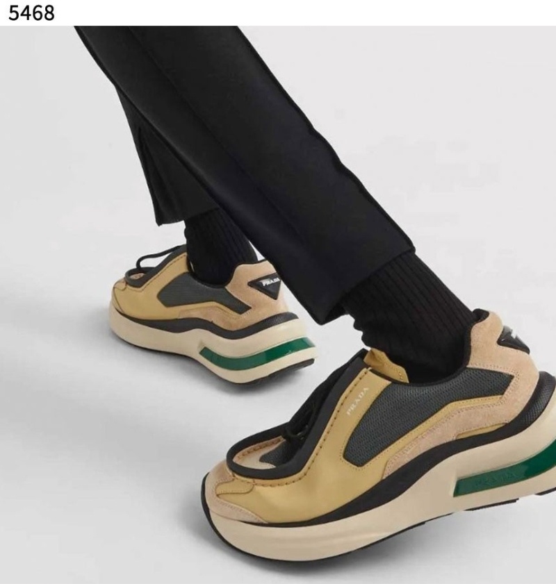 프라다 바이크 패브릭 스웨이드 엘리먼츠 브러쉬드 레더 스니커즈