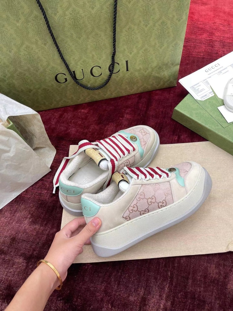구찌 스크리너 GG 스니커즈 핑크 GG 캔버스 여성 스니커즈