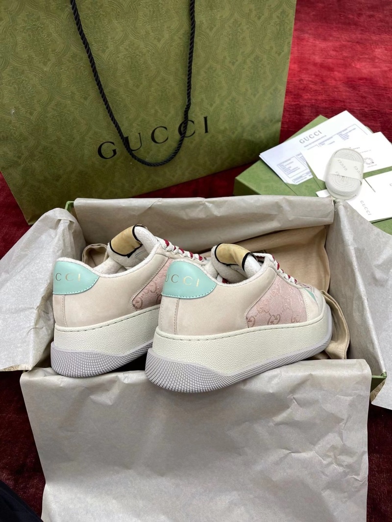 구찌 스크리너 GG 스니커즈 핑크 GG 캔버스 여성 스니커즈