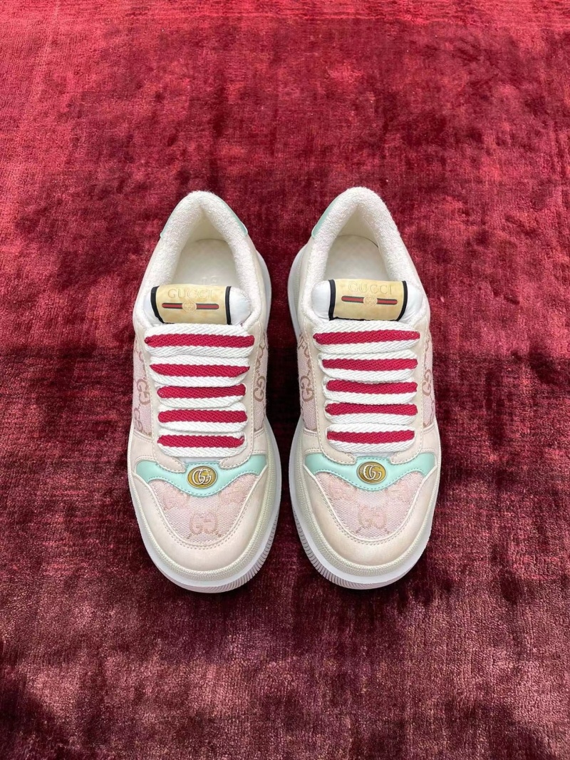 구찌 스크리너 GG 스니커즈 핑크 GG 캔버스 여성 스니커즈