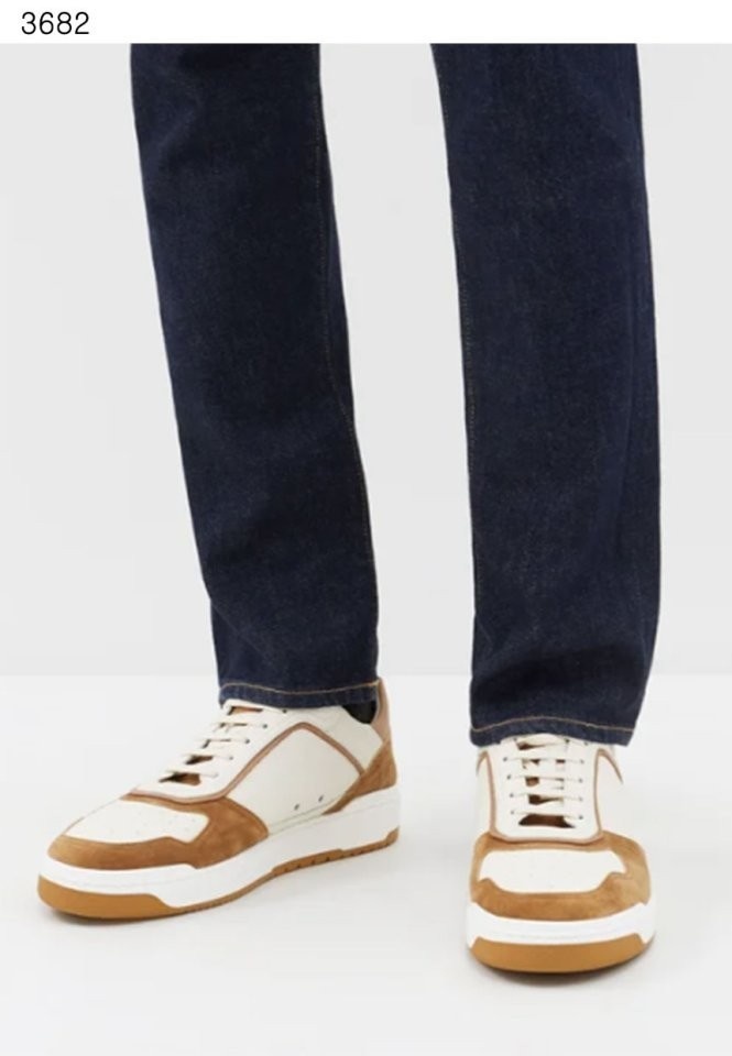 브루넬로쿠치넬리 카프스킨 스웨이드 배스킷 스니커즈 - 브라운