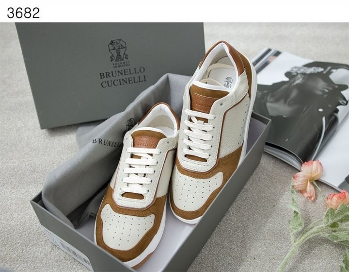 브루넬로쿠치넬리 카프스킨 스웨이드 배스킷 스니커즈 - 브라운