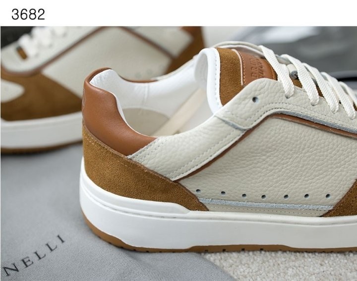 브루넬로쿠치넬리 카프스킨 스웨이드 배스킷 스니커즈 - 브라운