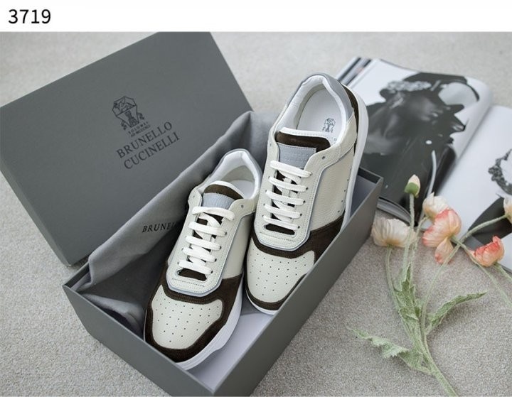 브루넬로쿠치넬리 카프스킨 스웨이드 배스킷 스니커즈 - 카키