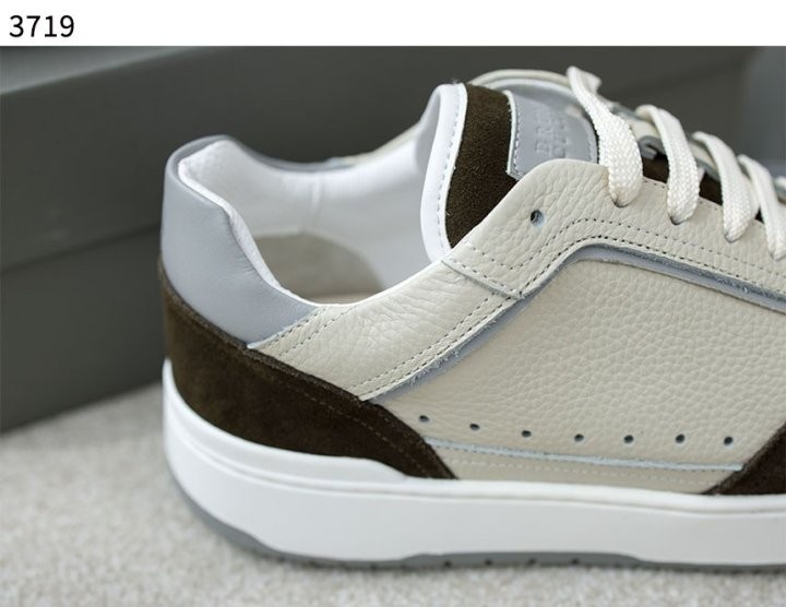 브루넬로쿠치넬리 카프스킨 스웨이드 배스킷 스니커즈 - 카키