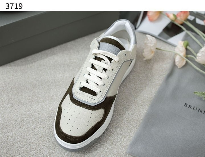 브루넬로쿠치넬리 카프스킨 스웨이드 배스킷 스니커즈 - 카키