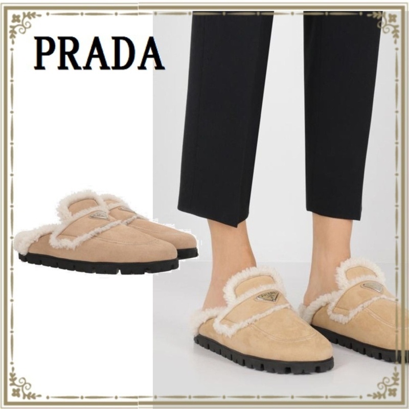 프라다 양모 시어링 슬리퍼