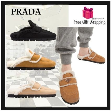 프라다 양모 시어링 슬리퍼