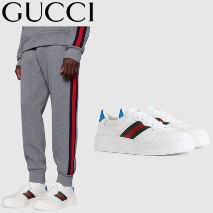 구찌 웹(WED) 디테일 레더 스니커즈