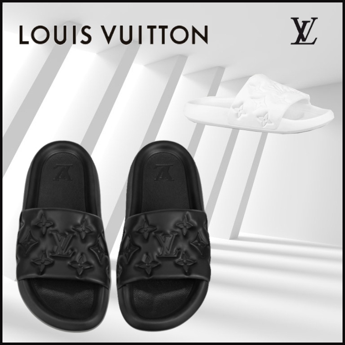 루이비통 모노그램 워터프런트 뮬 슬라이드 - 블랙