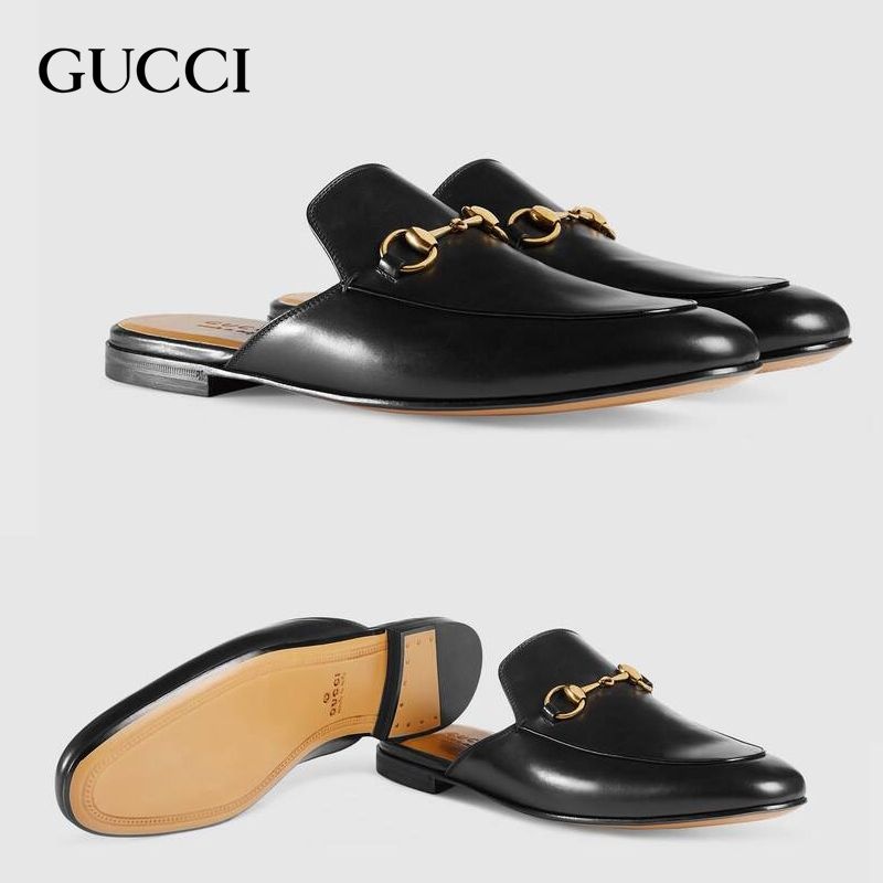 구찌 프린스타운 레더 홀스빗 뮬 -블랙