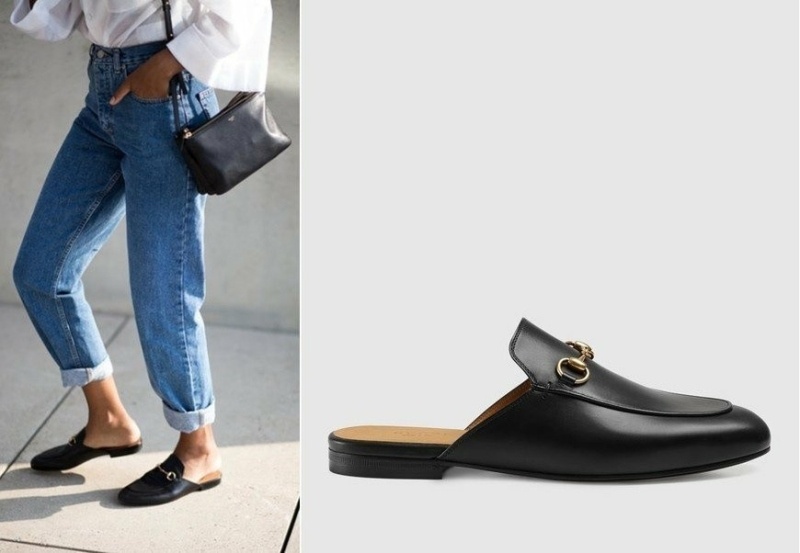 구찌 프린스타운 레더 홀스빗 뮬 -블랙