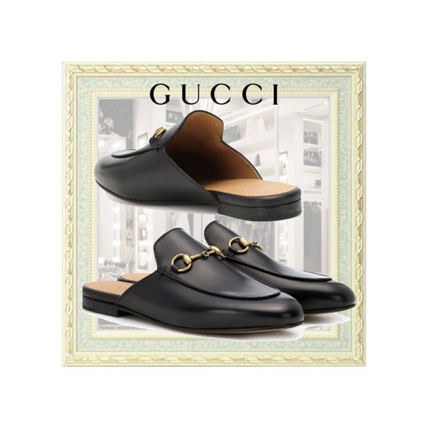 구찌 프린스타운 레더 홀스빗 뮬 -블랙