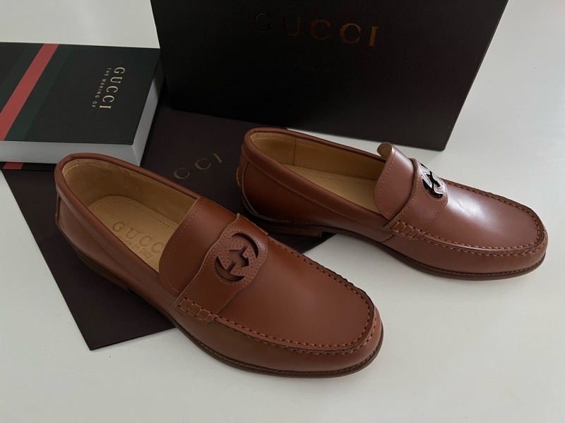 구찌 인터로킹 G래더 로퍼 -브라운