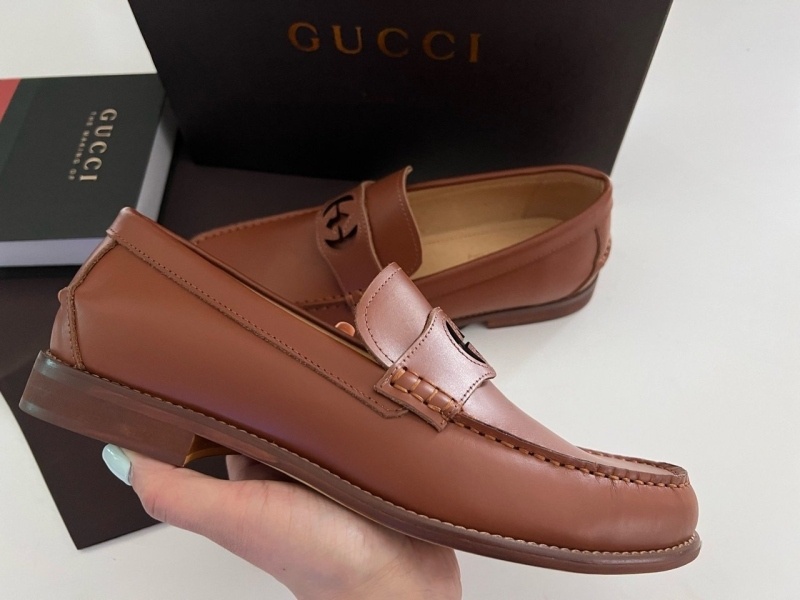 구찌 인터로킹 G래더 로퍼 -브라운