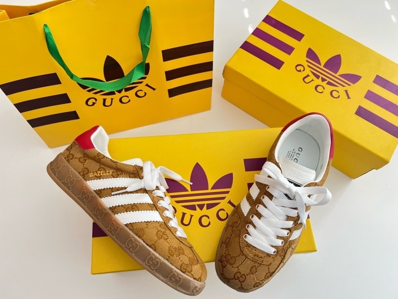 아디다스 x 구찌 GG캔버스 가젤 오리지널 스니커즈 - 옐로우/화이트