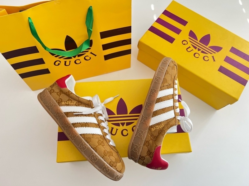 아디다스 x 구찌 GG캔버스 가젤 오리지널 스니커즈 - 옐로우/화이트