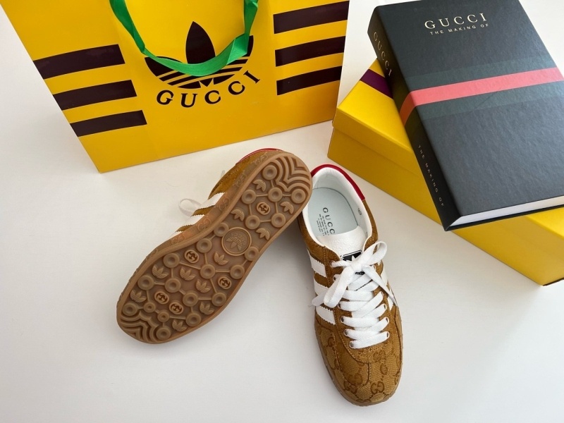 아디다스 x 구찌 GG캔버스 가젤 오리지널 스니커즈 - 옐로우/화이트