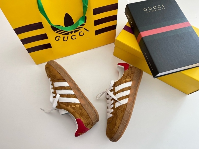 아디다스 x 구찌 GG캔버스 가젤 오리지널 스니커즈 - 옐로우/화이트