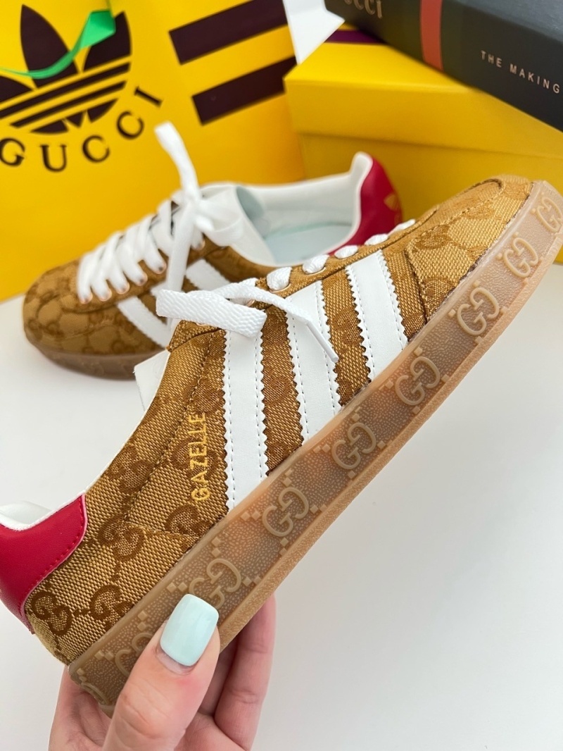 아디다스 x 구찌 GG캔버스 가젤 오리지널 스니커즈 - 옐로우/화이트