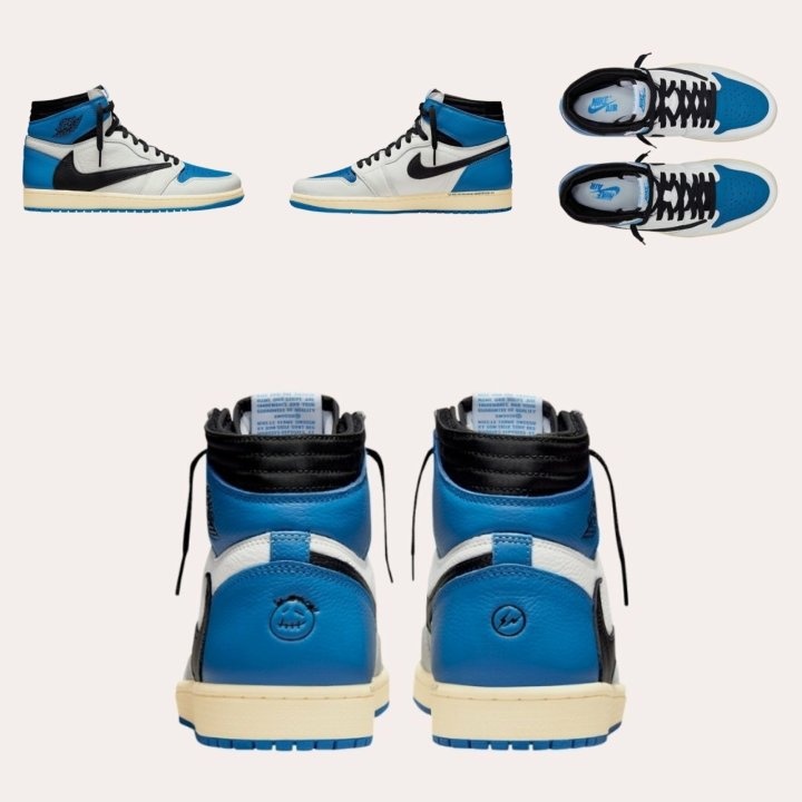 나이키 x 조던1 x 트래비스스캇 x 프라그먼트 레트로 하이탑 밀리터리 블루