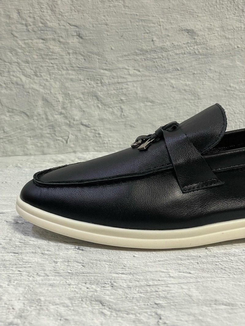 로로피아나 참스 레더 로퍼 - 블랙