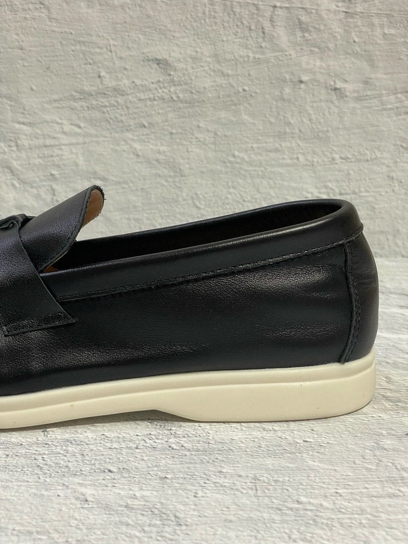 로로피아나 참스 레더 로퍼 - 블랙