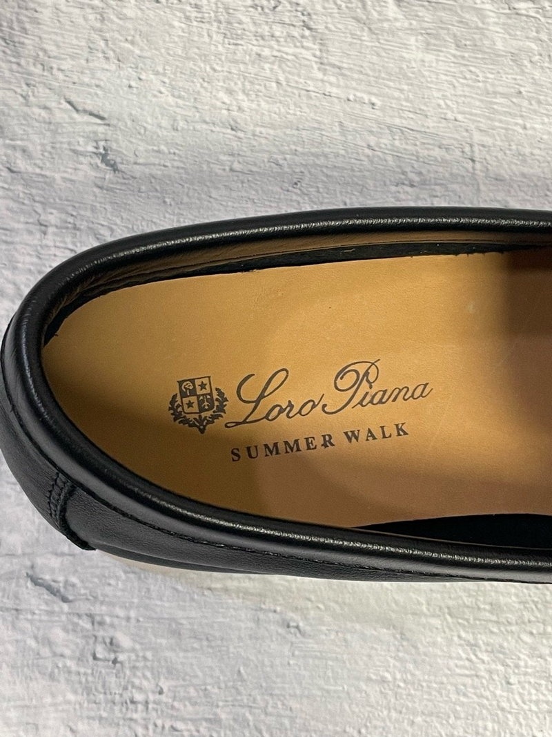 로로피아나 참스 레더 로퍼 - 블랙