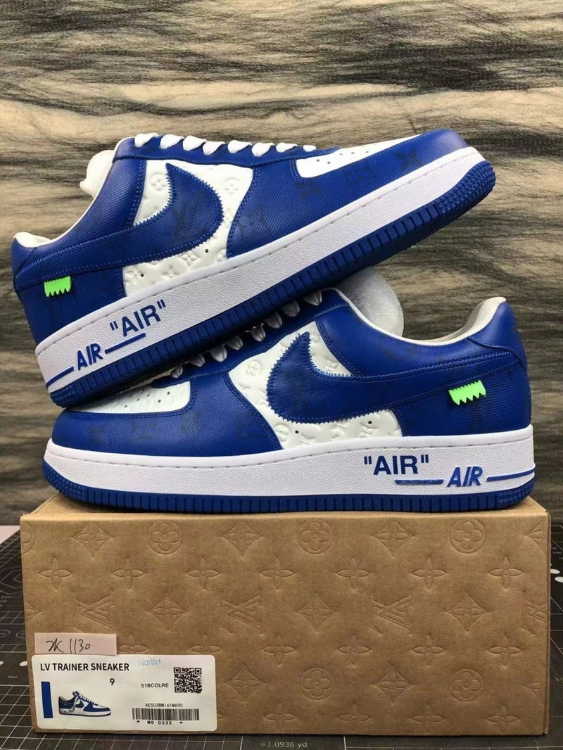 루이비통 x 나이키 에어포스 1 로우 스니커즈 바이 버질 아블로 화이트 팀로얄