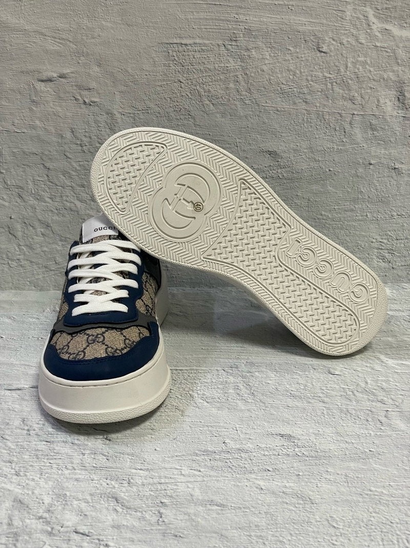 구찌 CHUNKY 청키 B GG 프린트 레더 캔버스 스니커즈