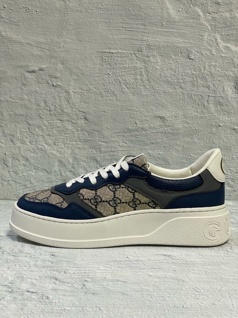 구찌 CHUNKY 청키 B GG 프린트 레더 캔버스 스니커즈