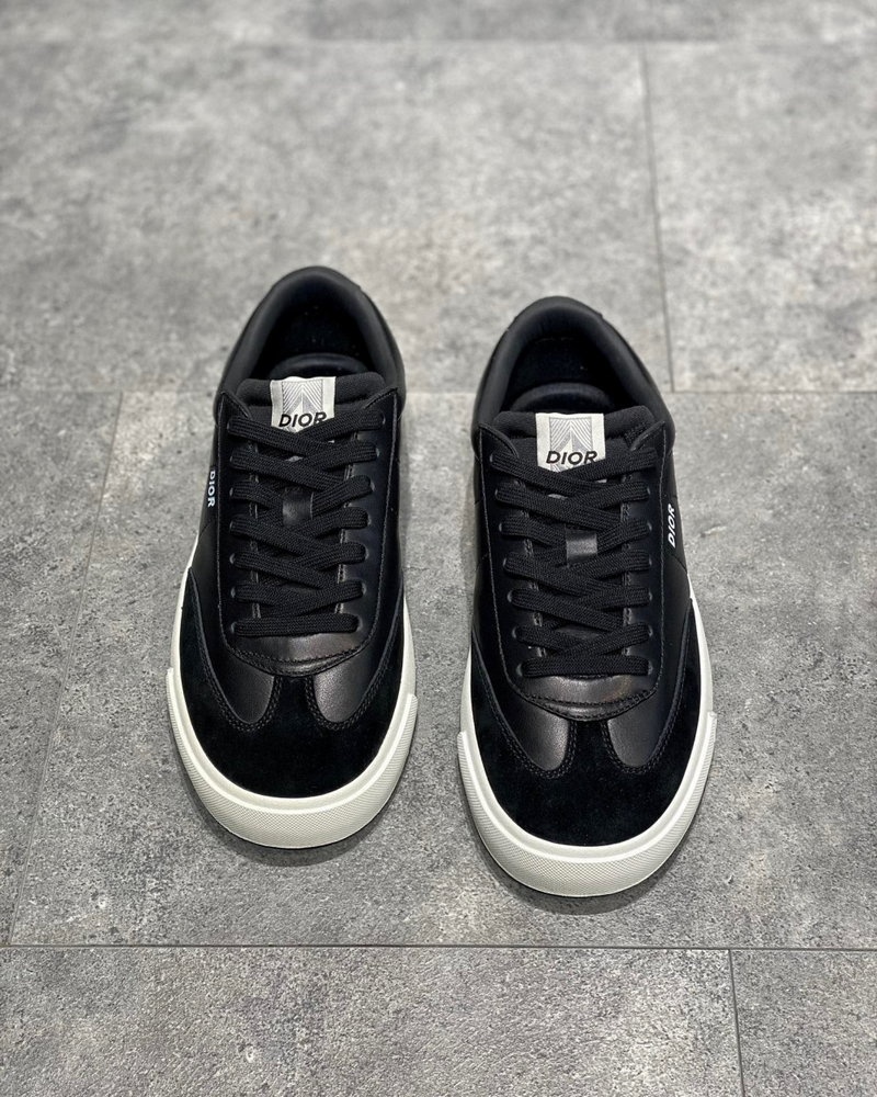 디올 B101 스니커즈 스무스 카프스킨 & 그레이지 누벅 - 블랙