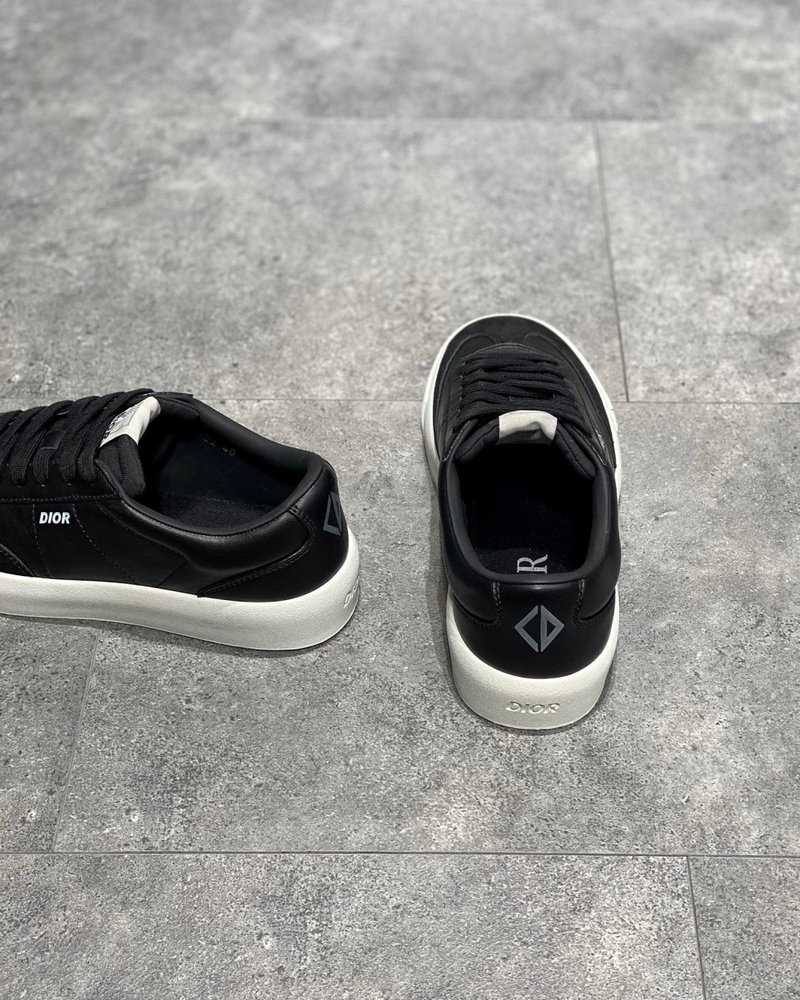 디올 B101 스니커즈 스무스 카프스킨 & 그레이지 누벅 - 블랙