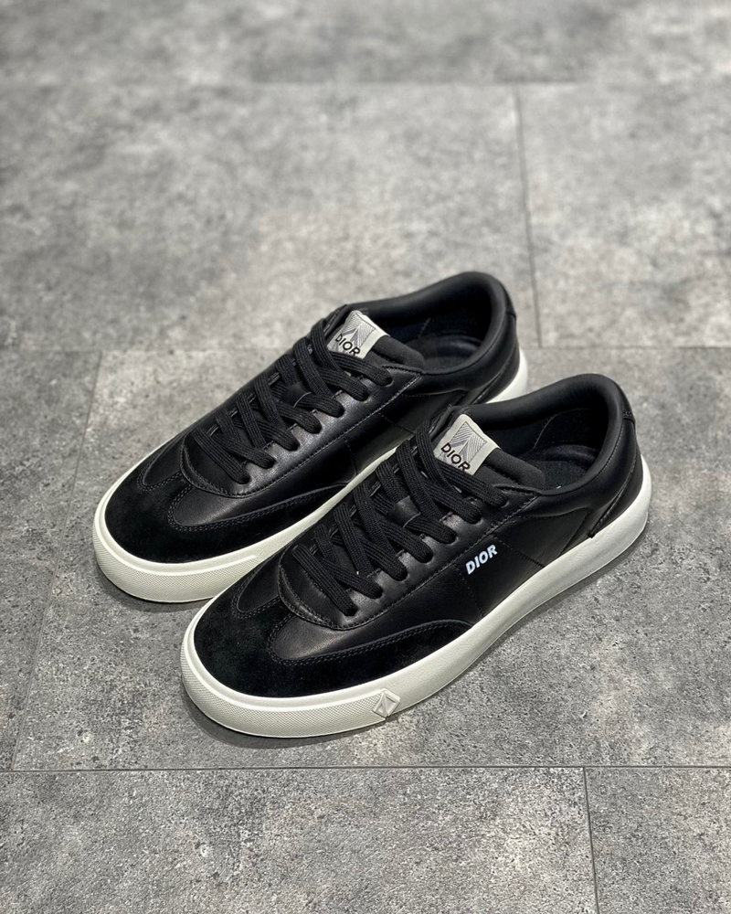 디올 B101 스니커즈 스무스 카프스킨 & 그레이지 누벅 - 블랙