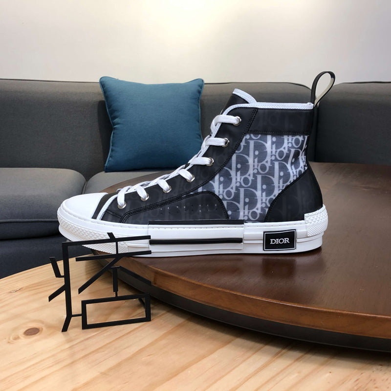 디올 B23 블랙 오블리크 스니커즈 - 하이탑
