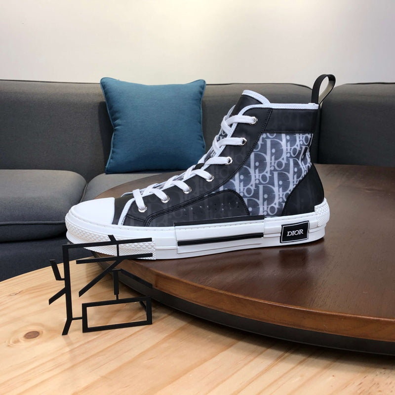 디올 B23 블랙 오블리크 스니커즈 - 하이탑