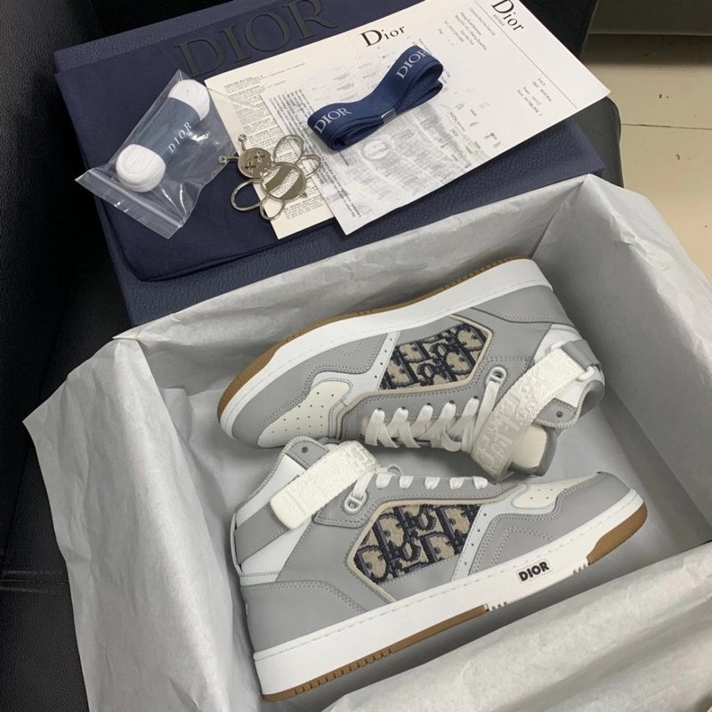 디올 B27 오블리크 미드탑 스니커즈 - 그레이