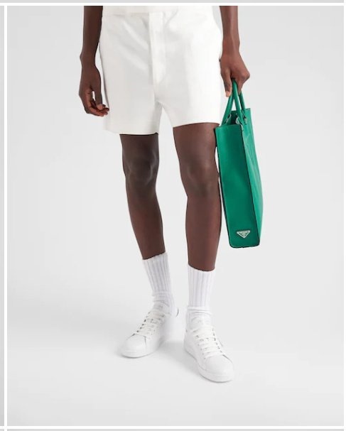 프라다 삼각로고 브러쉬드 래더 스니커즈 (화이트)