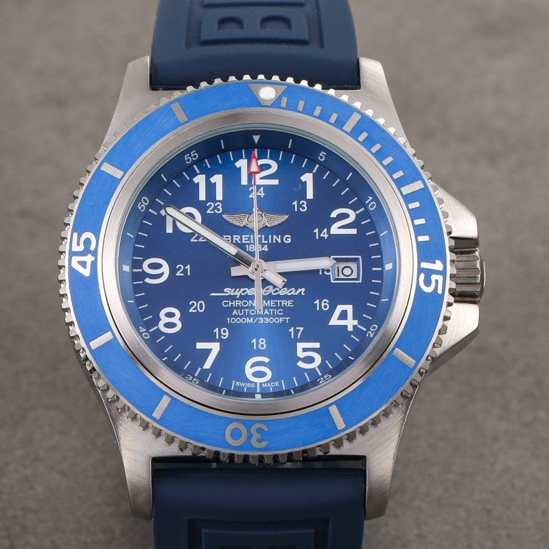 브라이틀링 슈퍼오션2 블루 러버밴드 44