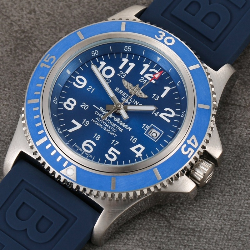 브라이틀링 슈퍼오션2 블루 러버밴드 44