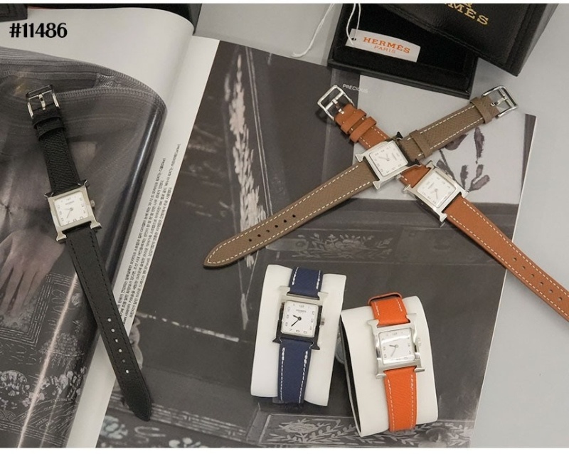 에르메스 H아워 엡솜 은장 가죽 시계 - 5 Color