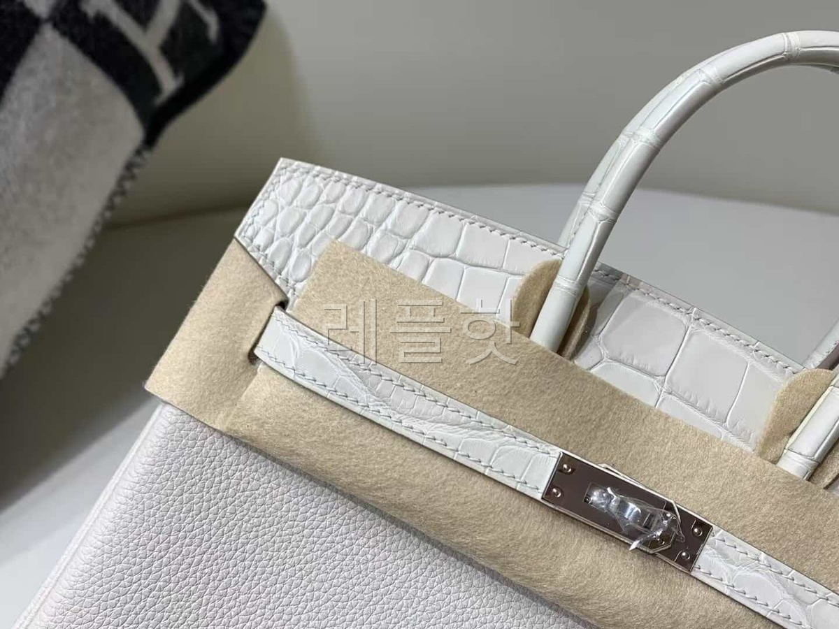 Hermès Birkin 25 Touch Togo with Crocodile 8L Beton x Palladium Hardware