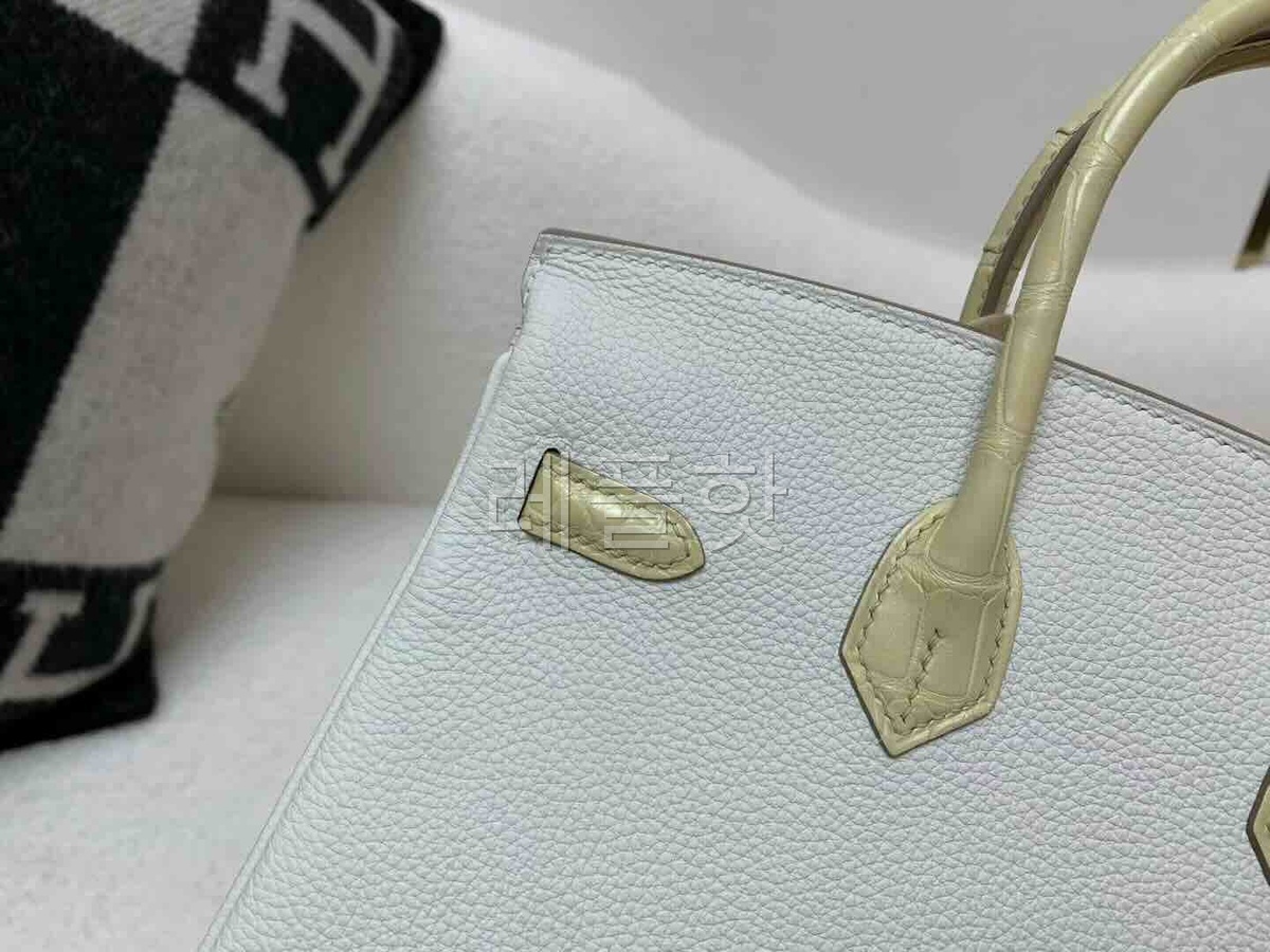 Hermès Birkin 25 Touch Mushroom Togo and Matte Alligator Vanille x Palladium Hardware