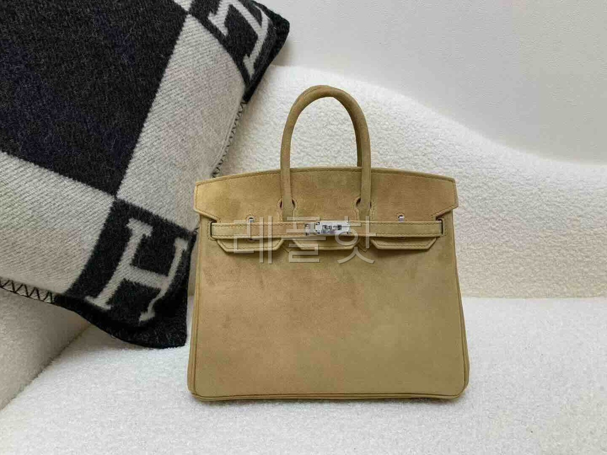 Hermès Birkin 25 Suede Apricot x Palladium Hardware