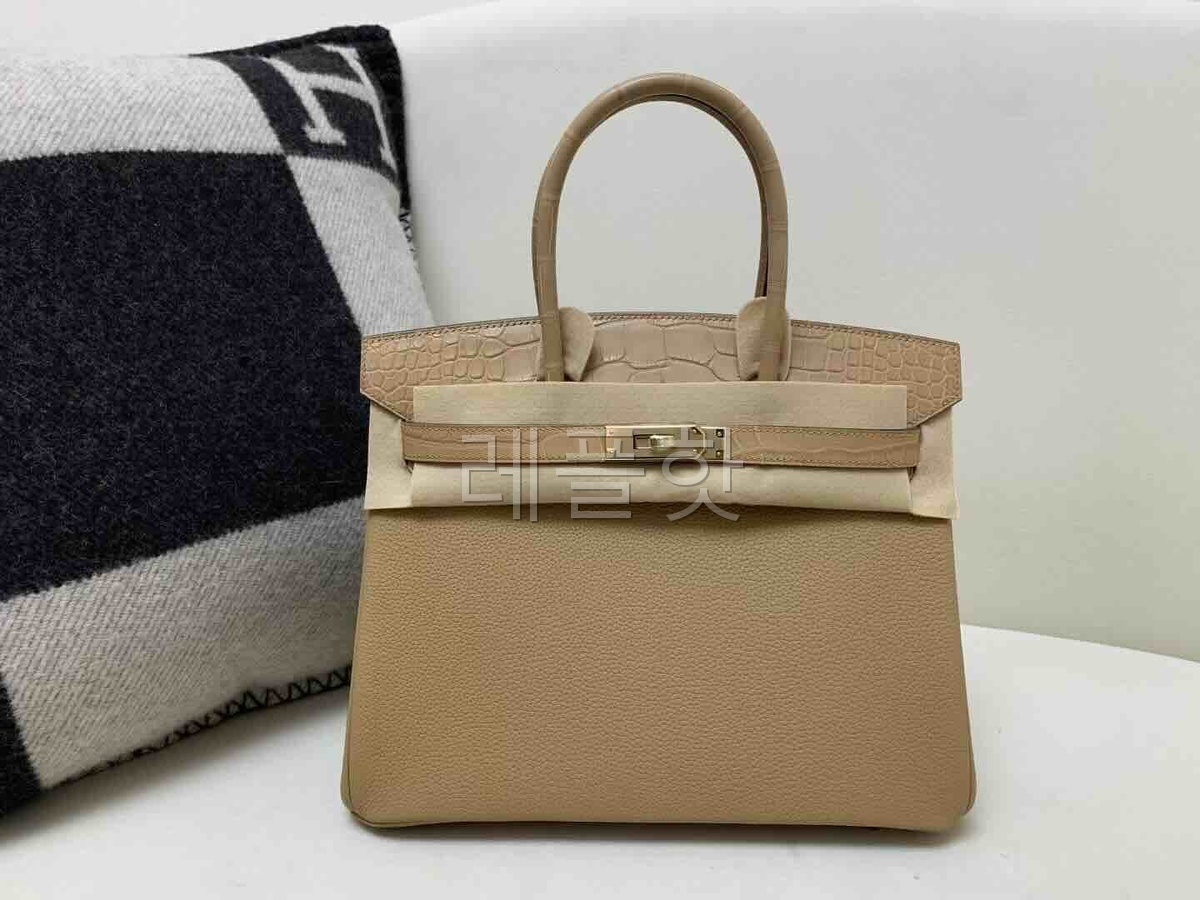 Hermès Birkin 30 Touch Chai Togo & Alligator x Champagne Gold Hardware