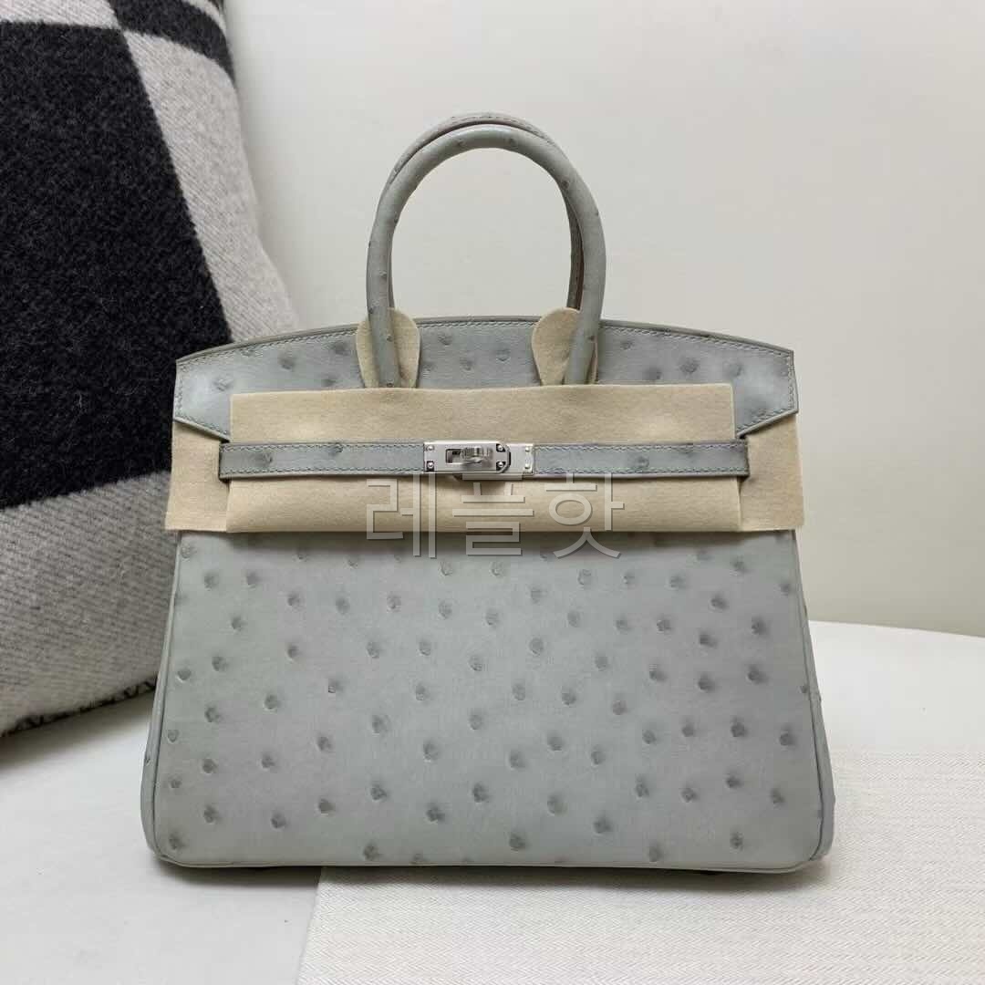 Hermès Birkin 25 Ostrich Gris Perle x Palladium Hardware