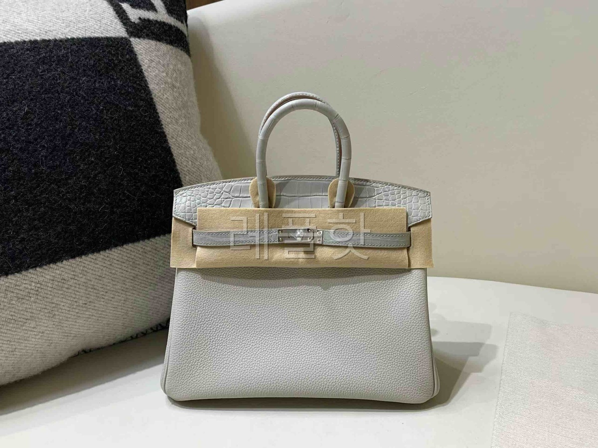 Hermès Birkin 25 Touch Gris Perle Togo & Alligator x Palladium Hardware