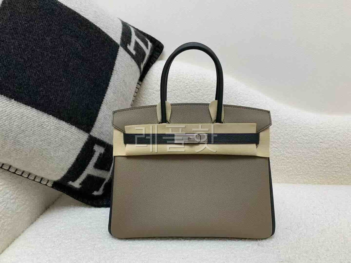 Hermès Birkin 30 Togo Etoupe & Noir x Palladium Hardware