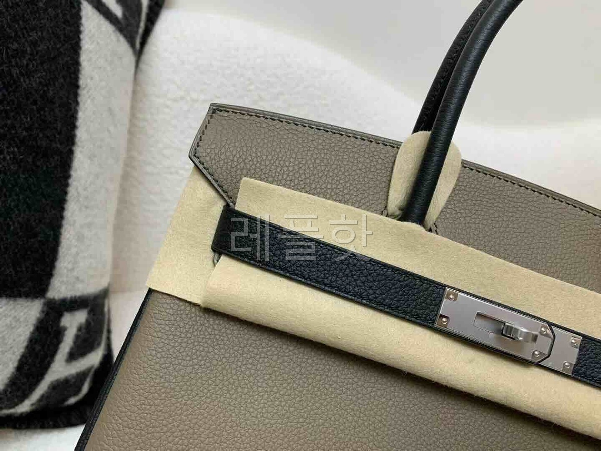 Hermès Birkin 30 Togo Etoupe & Noir x Palladium Hardware