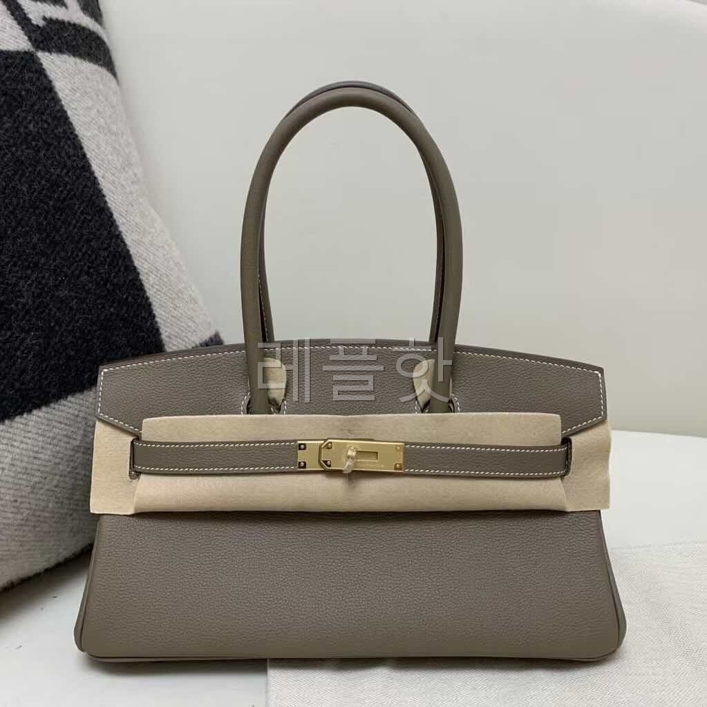 Hermès Shoulder Birkin 29 Evercolor Etoupe x Gold Hardware